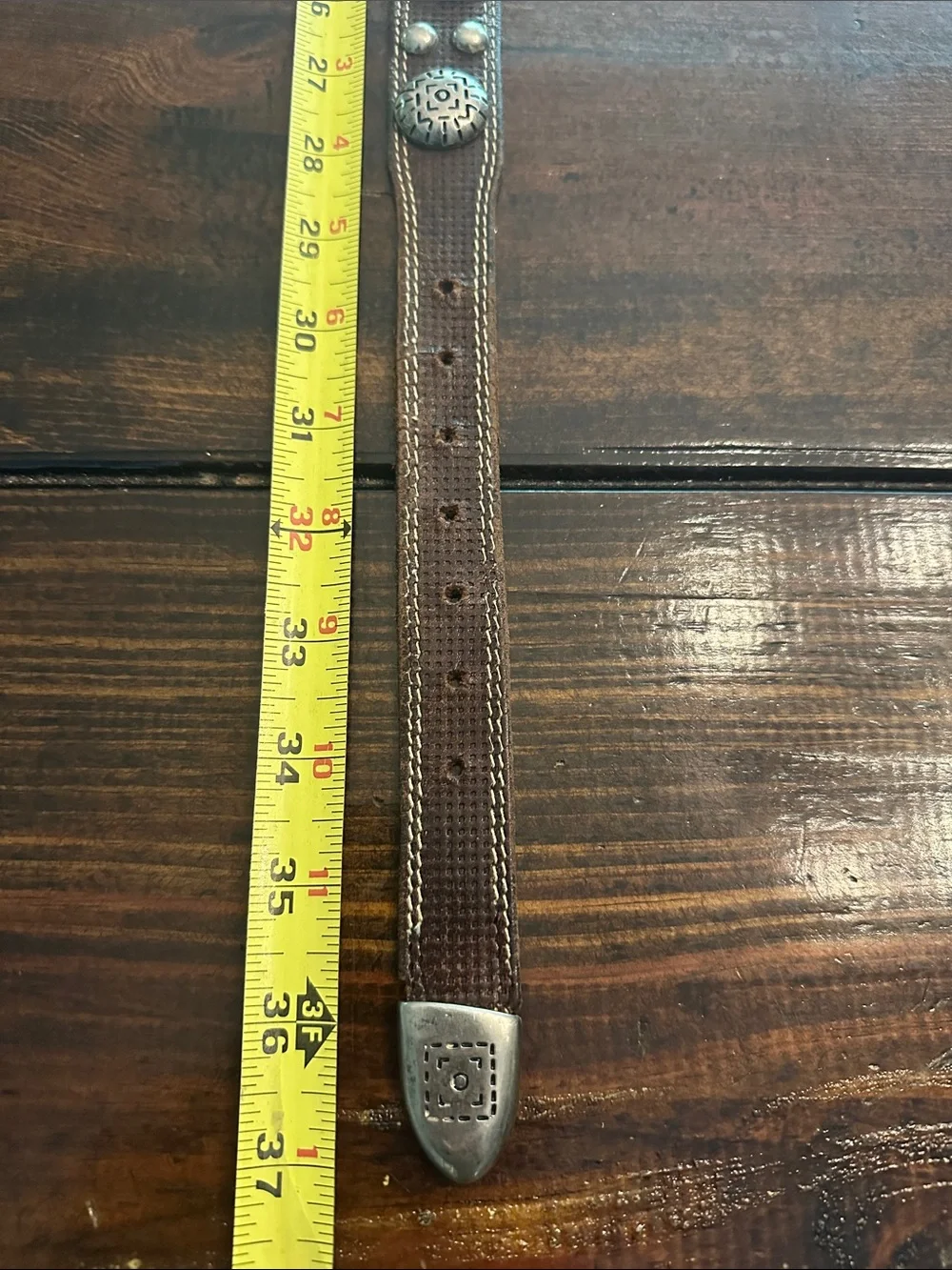 Vintage La Doppia Vita brown leather silver medallion 37/95 western belt